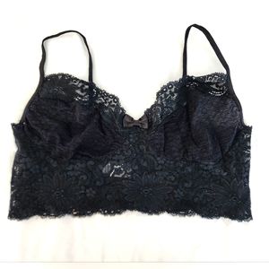 VTG Victoria's Secret Crown Label Women's Black Lace Unlined Bralette sz M